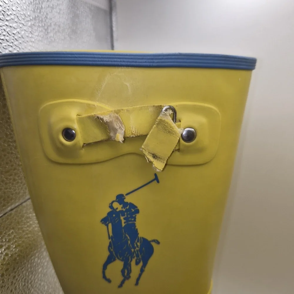 Polo Ralph Lauren Yellow Rain Boots Kids‎ Blue Pony Rubber Buckle Boots Youth